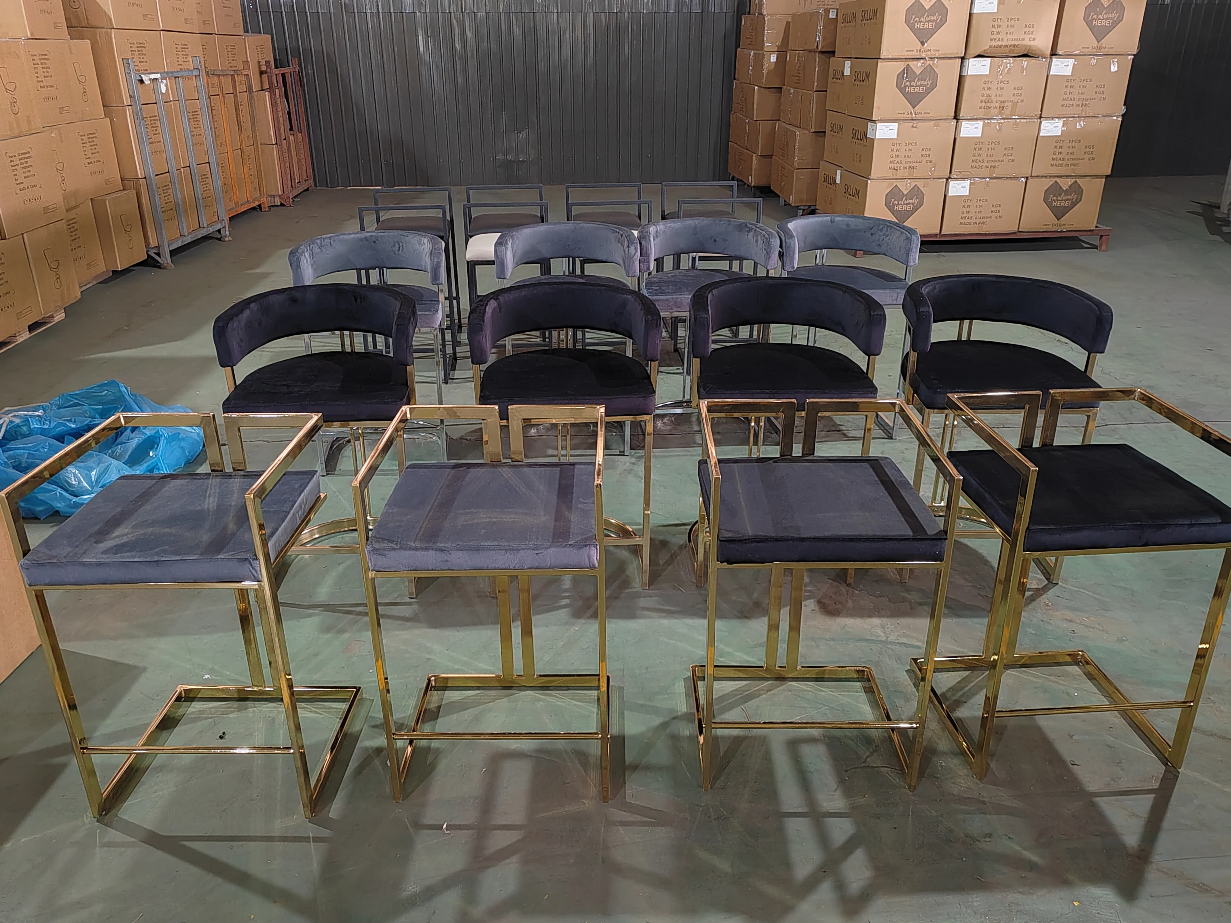 Gold Stainless Steel Luxury Upholstered Velvet Cheap Bar Chair Dining Chair Hot Sale