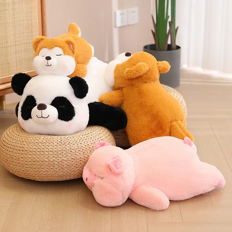 Factory Wholesale Cute Soft Husky Dog Panda Pig Stuffed Animals Plush Pillow for Kids Adults