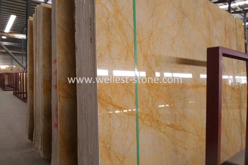 Fantastic gold glazed slab marble tile for living room decoration marble stair tiles