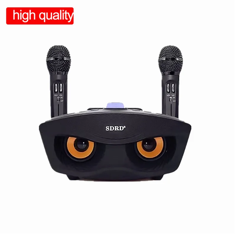Высокое качество генеалогическое SD306 KTV 2-в-1 Портативный беспроводной динамик с двойной микрофон футболка с рисунком Совы и динамик