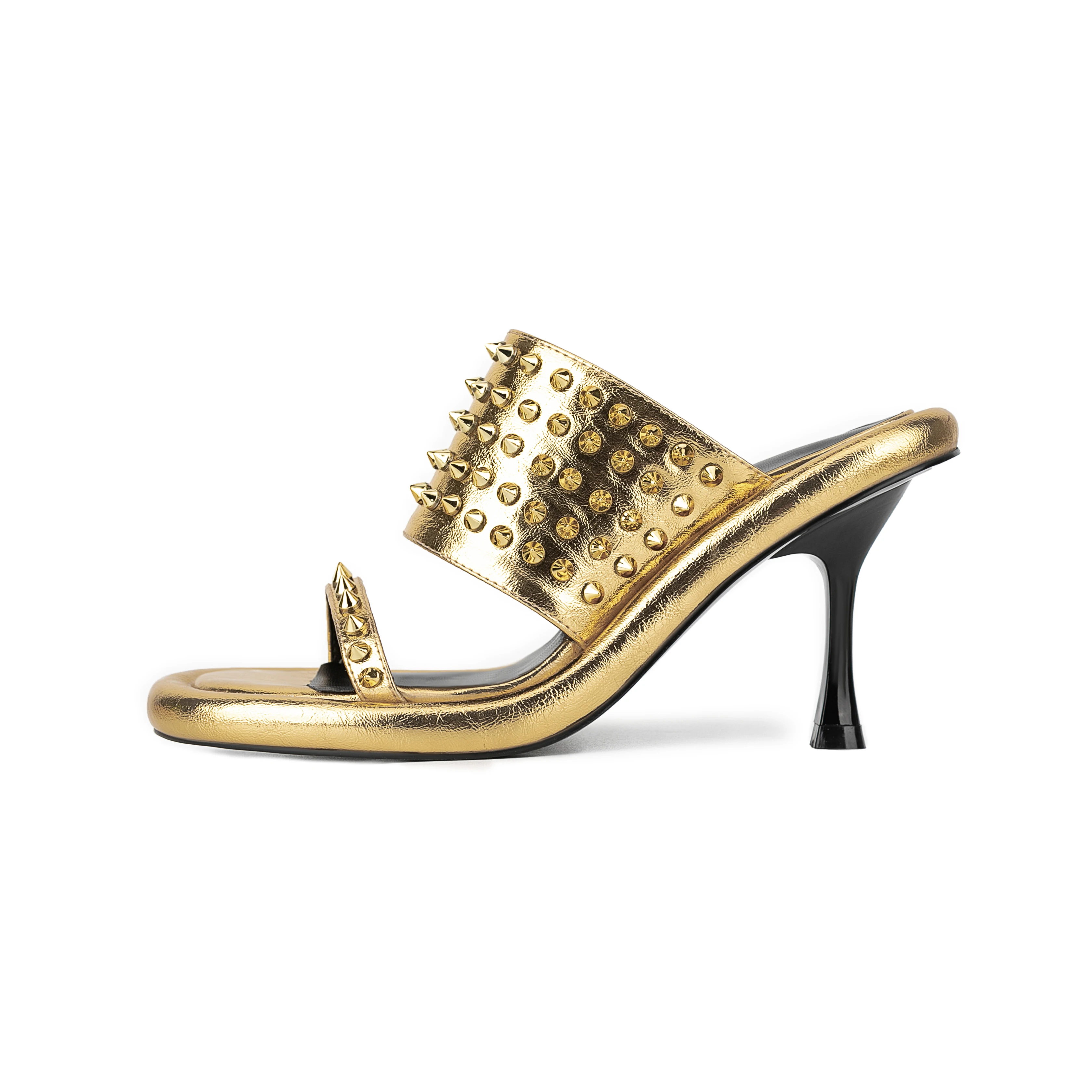 Summer New Women's Pumps Round Toe Stiletto Muller Slippers Fishmouth High Heels Sandals Thick Bottom Soft Surface Plus Size