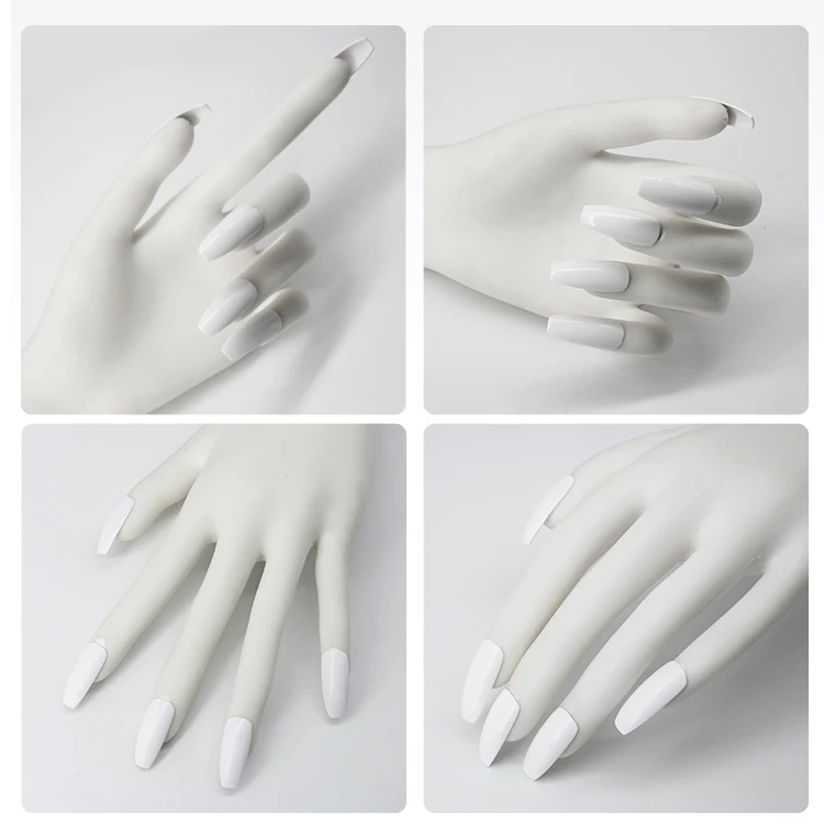 Practice Hand for Acrylic Nails Silicone Nail Hand Practice Upgrade Nail Tips, Flexible Practice Mannequin Hand with 50 PCSTips