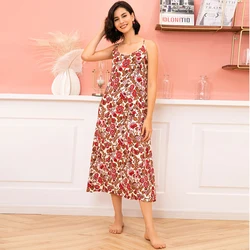 Red floral 100% rayon cotton long night skirt women hot sex romantic night dress wear ladies suspender nightdress and gown set