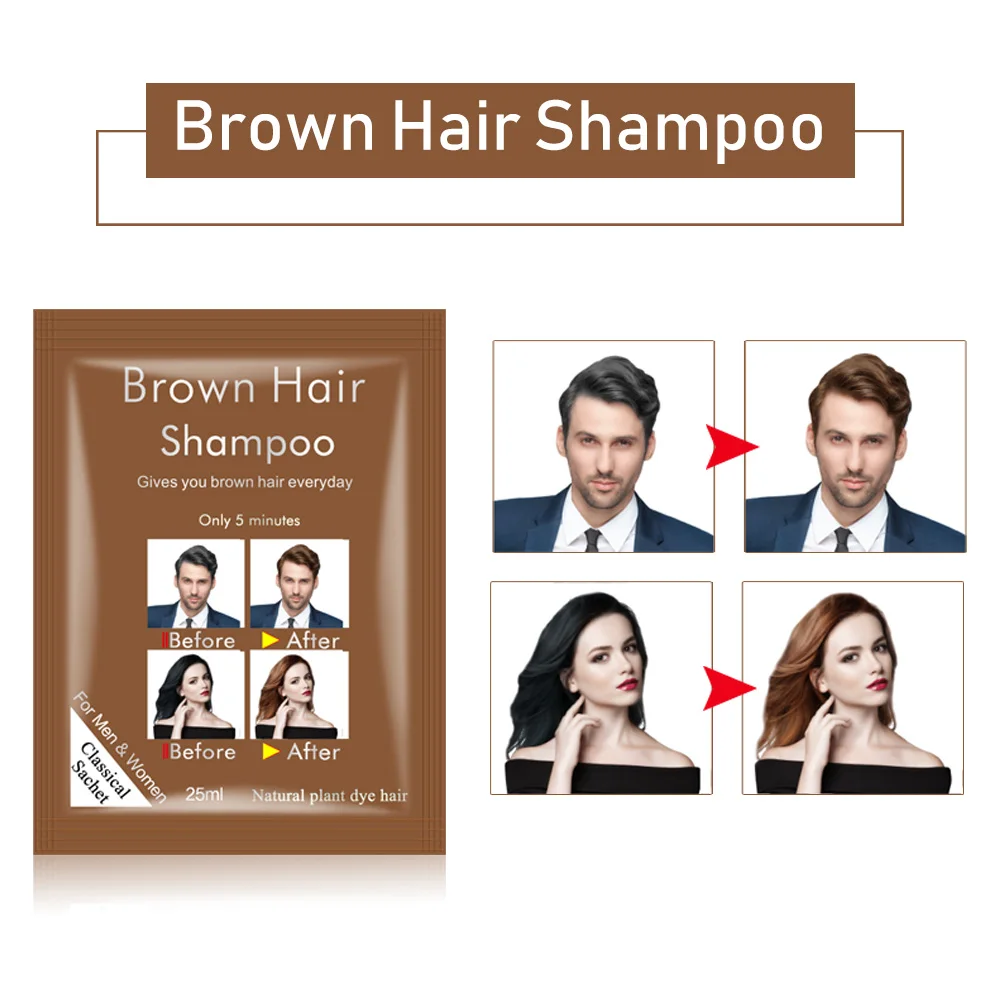 
10 Pcs Per Box Hair Dye Shampoo Brown Blonde Color Hair Wash Wholesale 