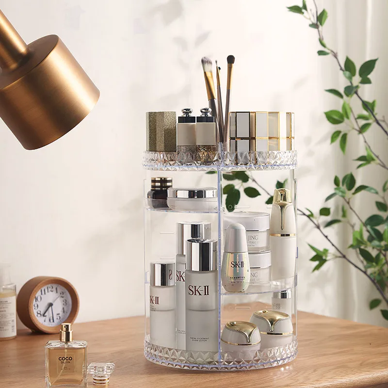 Makeup Organizer Clear Transparent Large 360 Degree Rotation Cosmetic Storage Box 360 Rotating Acrylic Makeup Organizer