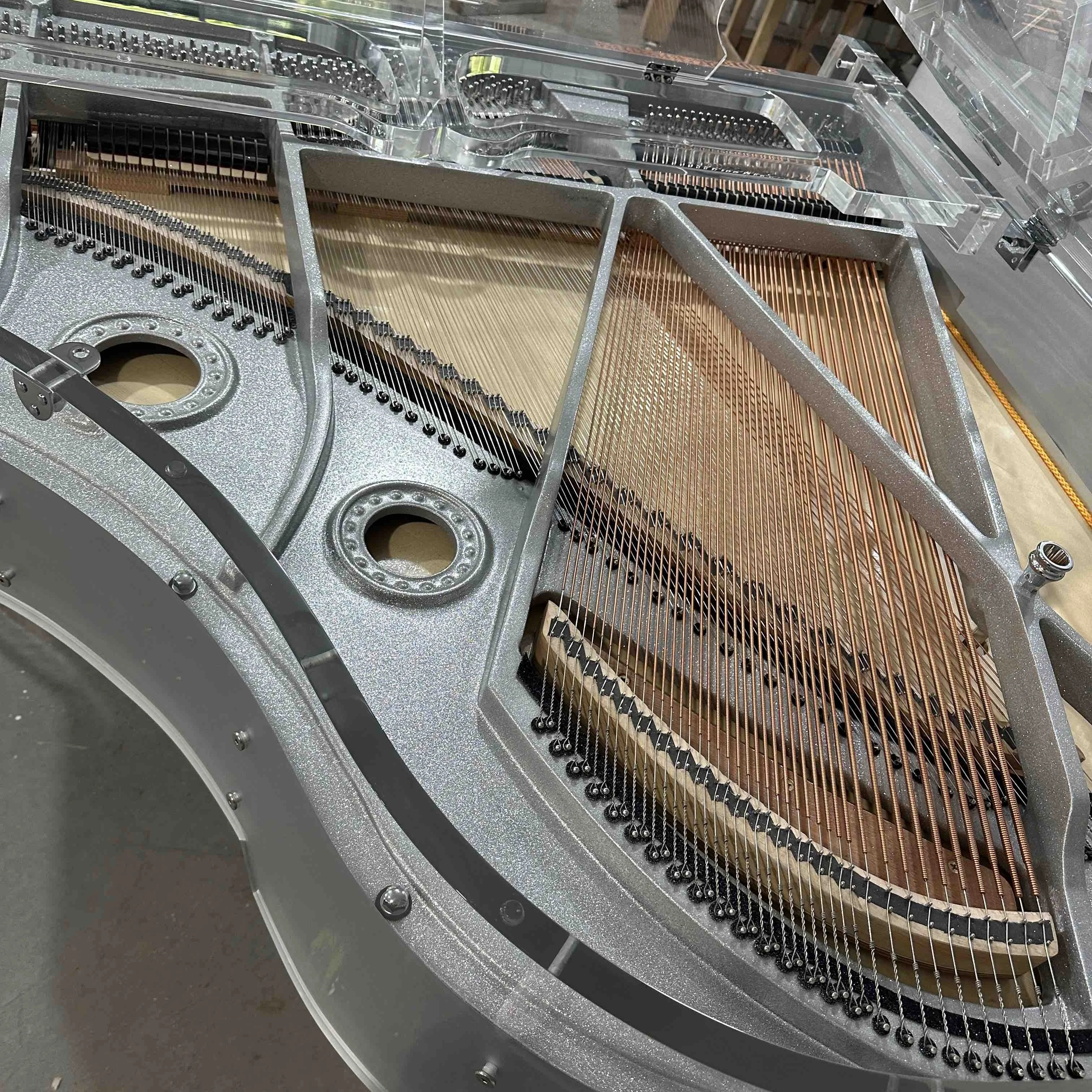 Custom Silver Transparent Acrylic Glass Baby Grand Piano GP152AS with LED lights Crystal Piano Accept Piano OEM