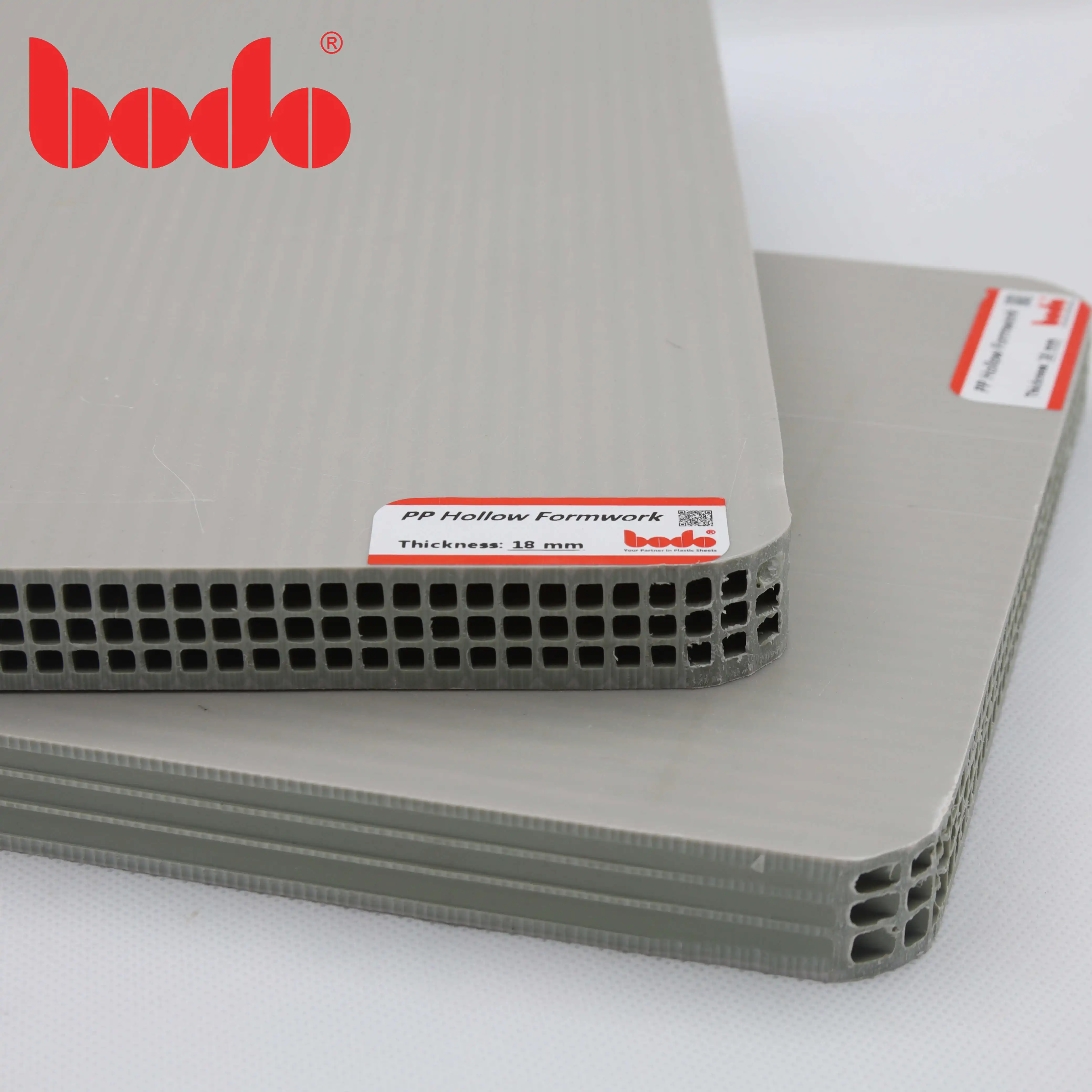 Grey 12-18mm hollow PP formwork sheet 1220x2440mm for engineering construction and decoration