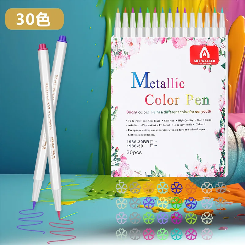 Metallic Acrylic Marker Soft-Tip Marker 12/15/20/30 Color Hand-Painted Graffiti Pen For Student