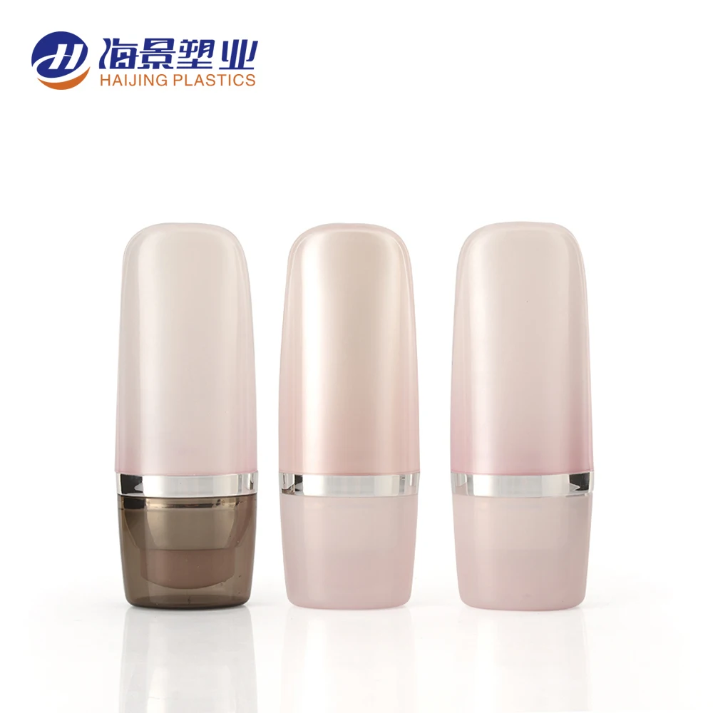 Luxury Pink Cosmetic Airless Bottle BB Sunshine Cream Bottle Empty Acrylic Plastic 15 Ml 30 Ml 50 Ml Screen Printing ABS Haijing