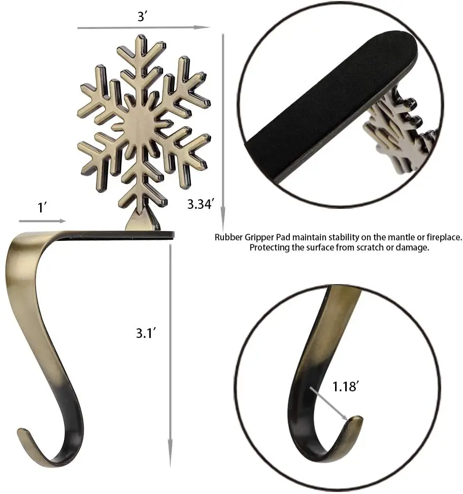 Custom Set of 4 Christmas Stocking Holders Zinc Alloy  Christmas Stocking Hangers Large Christmas Stockings