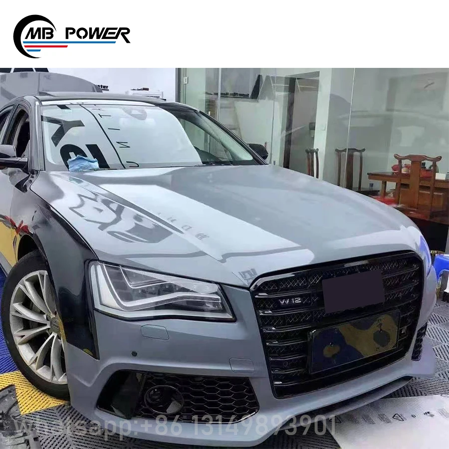 HIGH QUALITY ! A8 upgrade to RS8 2012-2014 year grille and rear diffuser exhaust tips A8 to RS8 style car parts
