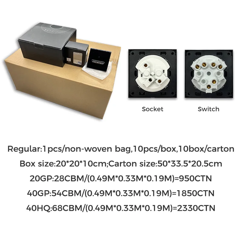 YINKA Aluminum Brushed Metal Customizable Black Frameless Point Type Self Resetting Wall Switch AU Socket