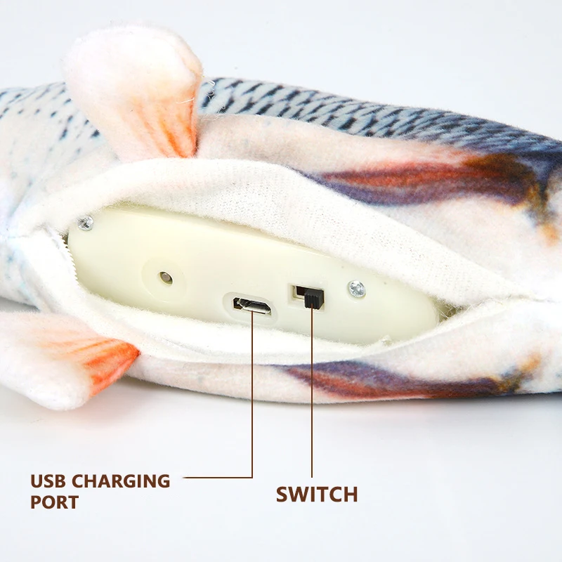 Factory Wholesale Magic Plush 3d Simulation Interactive Usb Charging Dancing Electric Floppy Fish Toy For Cat