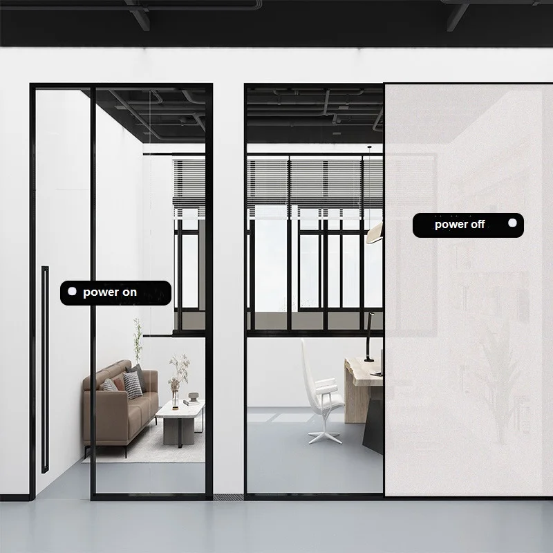 Privacy glass film electronic glass film transit between opaque and clear electrically controlled privacy glass film