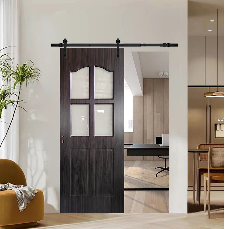 Factory wholesale slab barn door for houses interior room sliding wooden doors soundproof with hinges