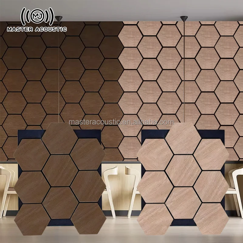 Master Acoustic building soundproof solutions wall slat sample absorbing akupanel hexagon sound panels