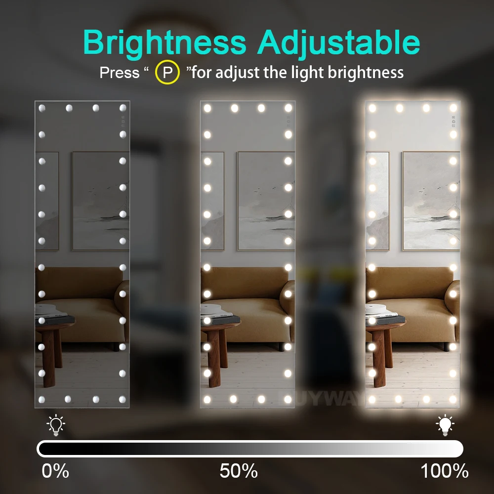 Wholes Door Stand Square Vintage Salon Decorative Fullbody Big Hollywood Light Furniture Custom Full Body Length Floor Mirror