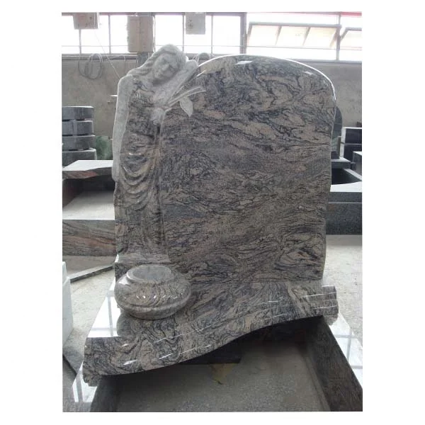 China Juparana granite headstone Standing Maria stone statue monument