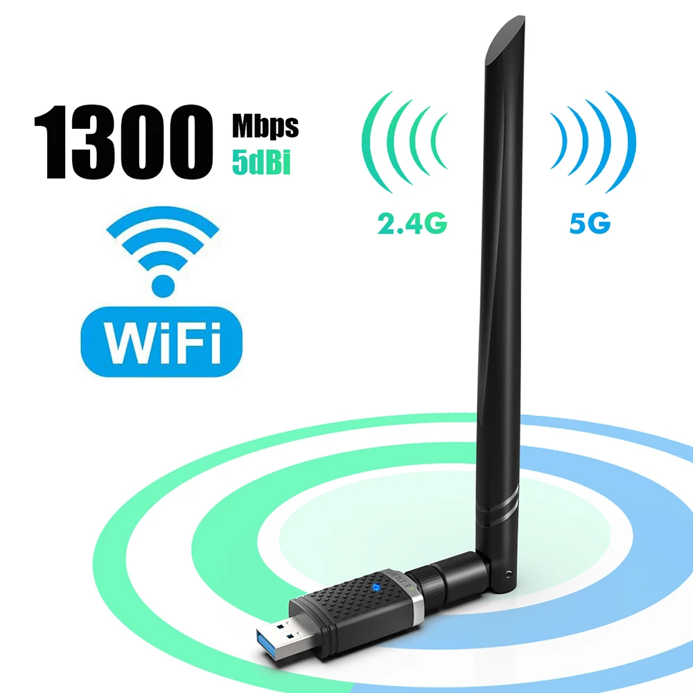  Cost-effective 1300M Wireless Network Card USB Wifi Adapter for office computer/laptop/PC