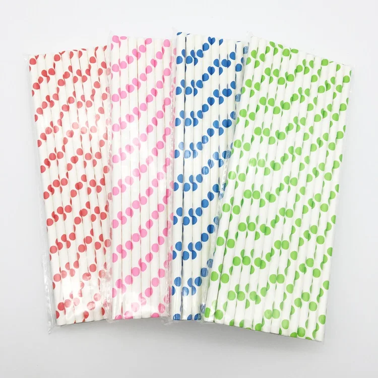 Ready Stock 100 pcs mixed packed Party Supplies Biodegradable Paper Drinking Straws