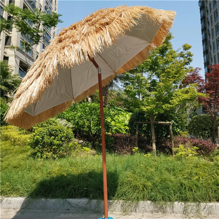 China manufacturer commercial new thatch roof pp straw beach umbrella