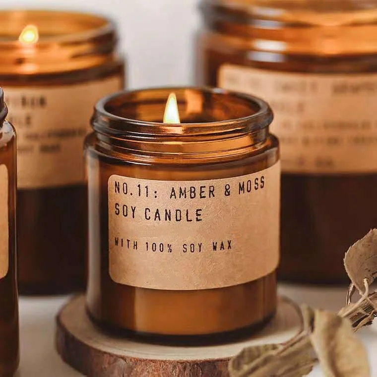 Wholesale Luxury Gift Home Decor Meditation Aromatherapy Fragrance Amber Brown Glass Jar Scented Candles