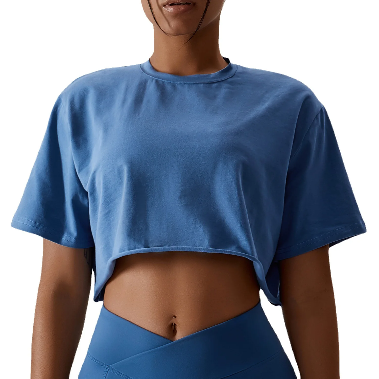 Outdoor Dance Running Sports Short Sleeve Yoga Casual Workout Top Loose Exercise Distressed T-shirt Crop Top For Women