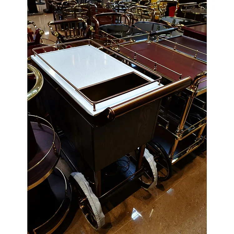 C-25 Luxury Hotel Restaurant Drink Wine Service Cart Hotel Trolley Hotel Furniture Wood+metal European