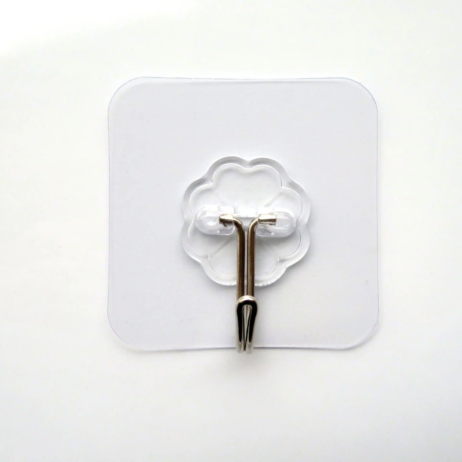 Household Bathroom 6cm Plastic Adhesive Hanger Hook Kitchen Wall-Mounted Punch-Free Transparent Adhesive Hanger Hook