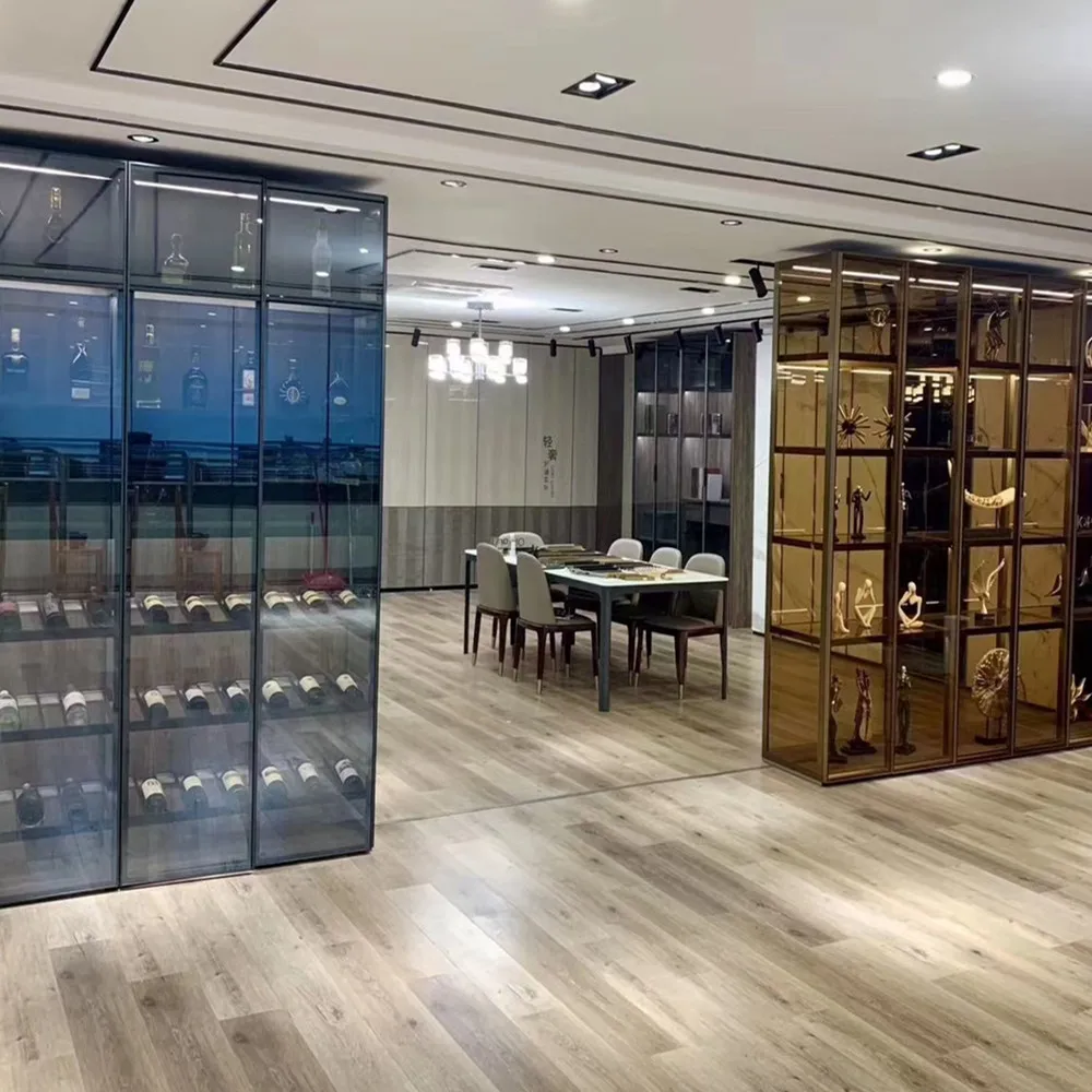 Modern design display 4mm safety tempered bronze glass for bedroom closet wardrobe door