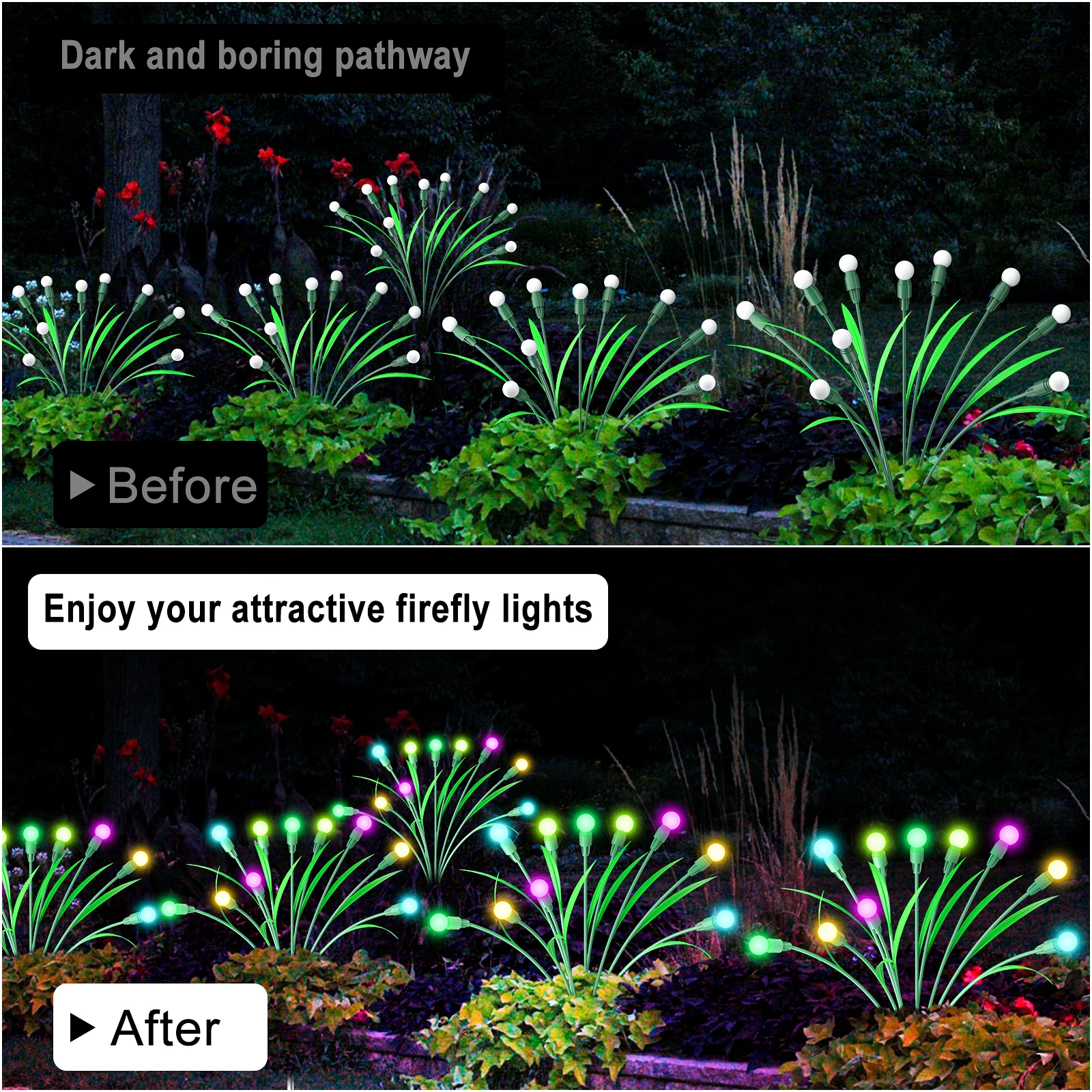 Solar Powered LED Fireflies Lights Landscape Garden Lawn Firefly Swaying Starburst Waterproof Ground Outdoor Pathway Light