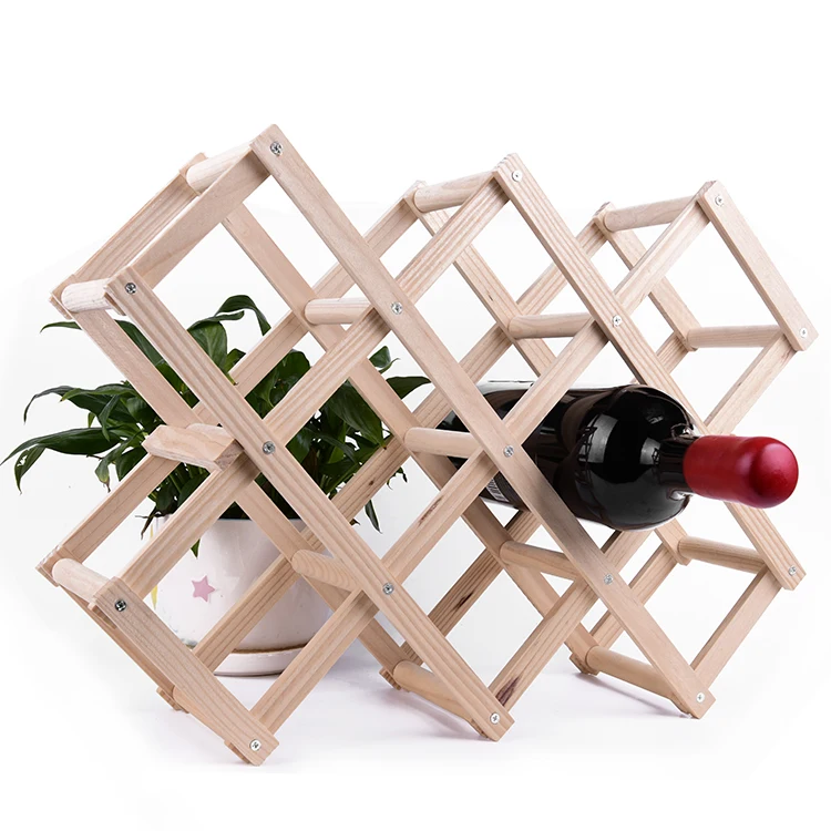 Экологичная креативная Складная винная деревянная рама, европейская деревянная витрина на 10 бутылок для вина, стойка для вина из массива дерева