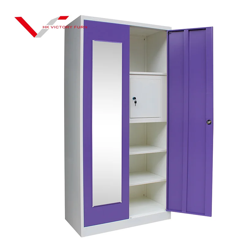 Steel Wardrobe Lockers Gym Metal 2 Door Clothing Storage Steel Cheap Locker/Wardrobe