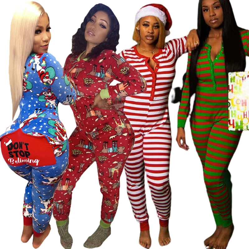 
Christmas Pajamas Loungewear Onesie Sleep Lounge Wear Set Pyjamas Women Sleepwear 