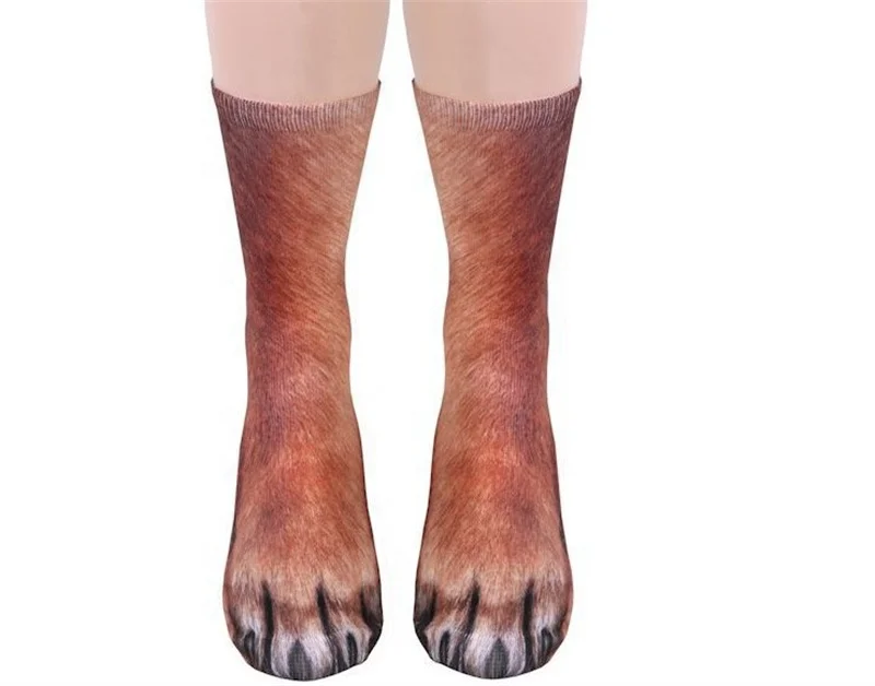 Lifelike Cute Animal Foot Hoof Socks Adult Unisex 3D Printed Animal Paw Funny Cat Dog Tiger Socks