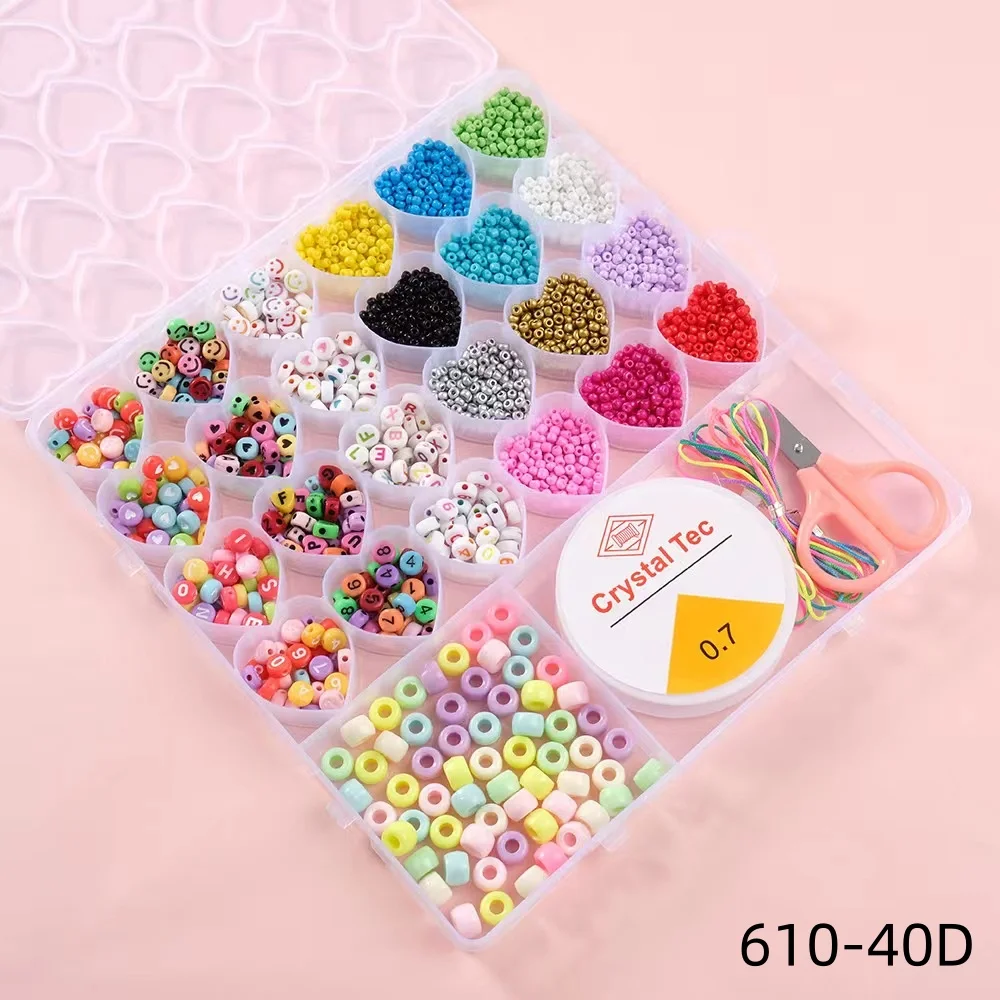 26 Grids 1 Set Jewelry Beads Bracelet Making Kit Plastic Polymer Beads DIY Arts Crafts Kit Letter Bead Gifts Toys for Girls