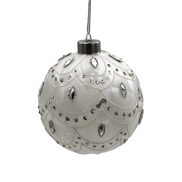 Factory Wholesale Different Shape Elegant White Glass Christmas Ball for Wedding and Holiday Hanging Decoration