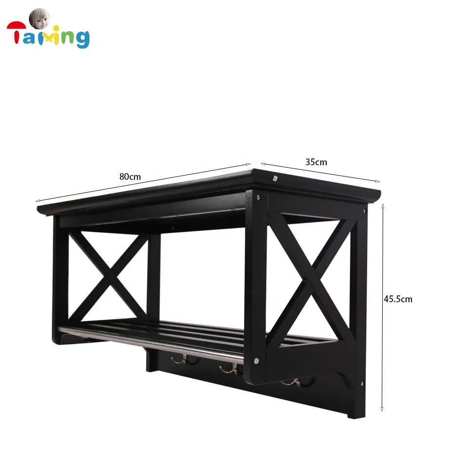 Wall Shelf Hanger Minimalist Wall Shelf clothing Hanger with Movable Hooks Household Wall Mounted