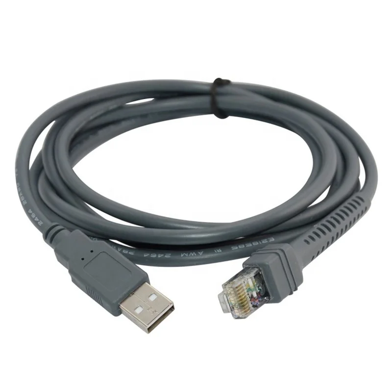 OEM Flexible Barcode Scanner USB Cable to RJ50 RJ45 CBA-U01-S07ZAR suit for symbol LS1203 LS4208 LS2208 2208AP etc.