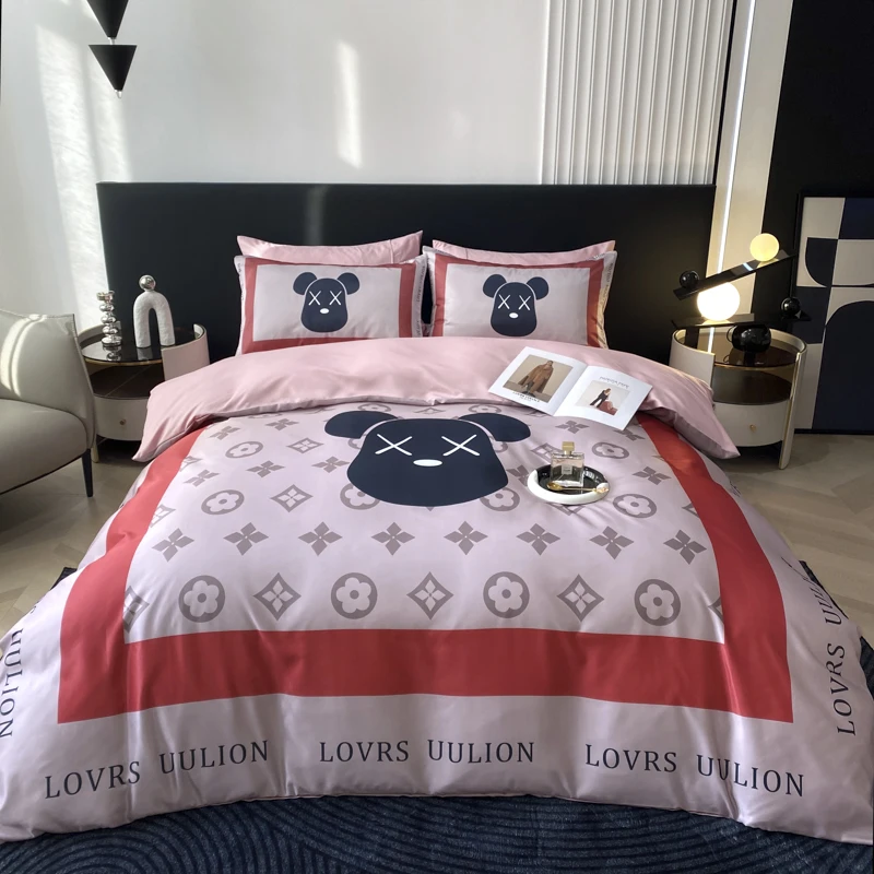 Luxury double sided natural healthy friendly printing dyeing silver cool popular lyocell tencel bedsheet bedding set