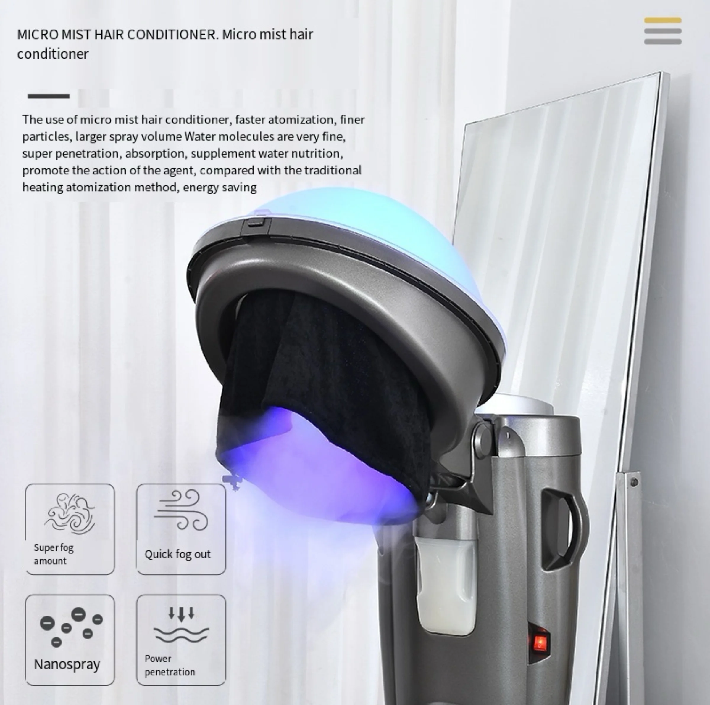 Professional Micro Mist Portable Hair Steamer for Salon Use for Hair Care and Treatment