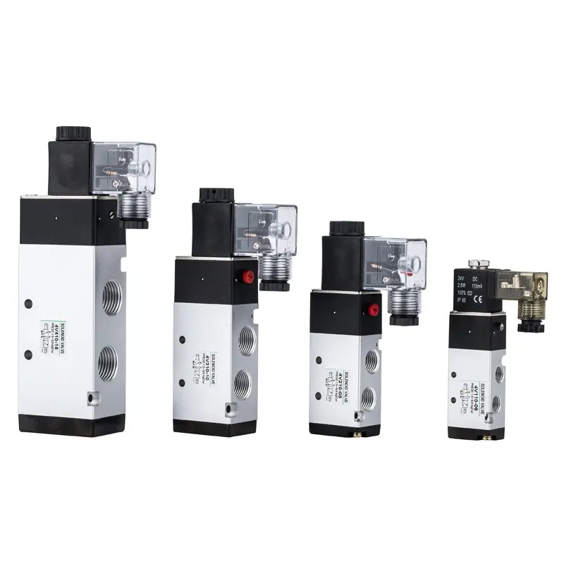 4V100 Series Operated Directional Valve 4V120-06 2 Position 5 Way Single Double Coil Electric Pneumatic Air Solenoid Valve