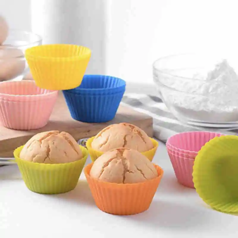 Silicone Round Cake Molds Reusable Cupcake Liners And Muffin Baking Cup Form