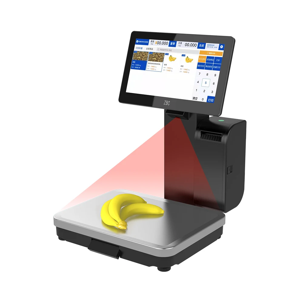 Ai Smart Scale Touch POS Weighing Scale with 58mm Printer for Retail Shops Automatically Recognize Goods the Weight Escala