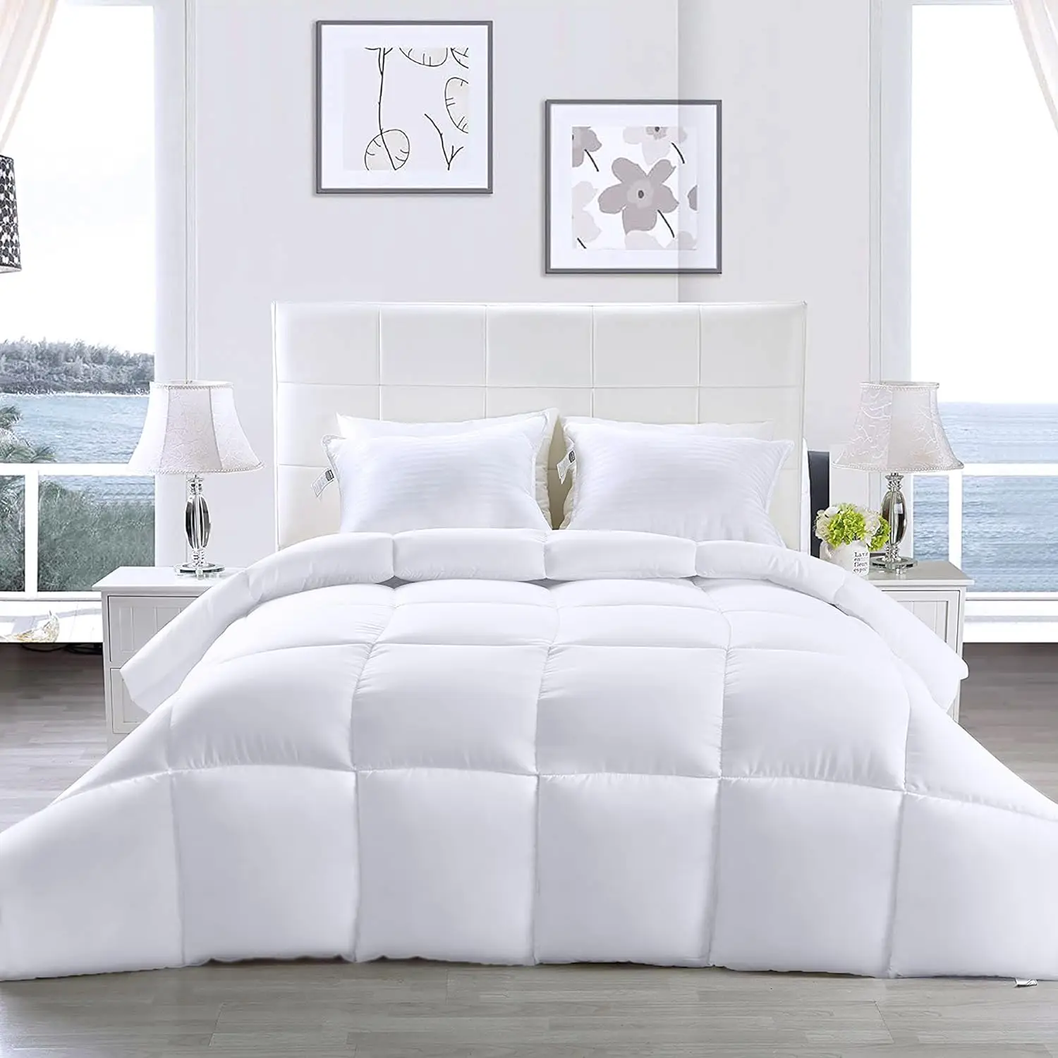 Down Alternative Comforter Twin White All Season Comforter Plush Siliconized Fiberfill Duvet Insert Box Stitched