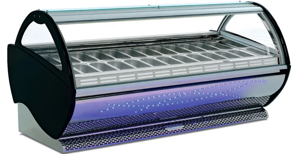 CE approved commercial litalian ice cream display freezer  24 plates gelato display 24pans gelato  ice cream showcase
