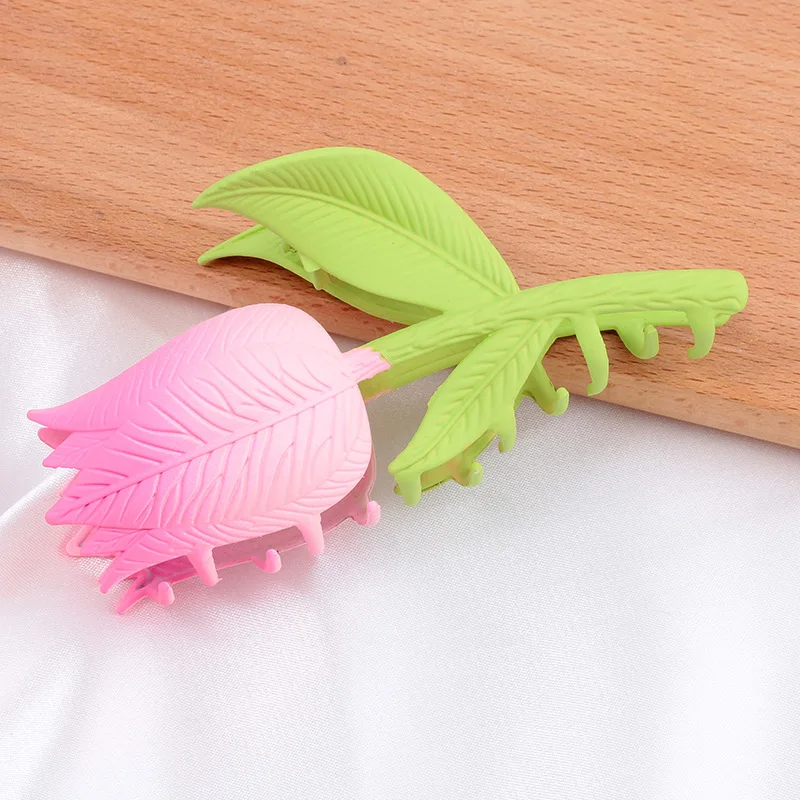 Flower Hairpin Pearl Metal Hair Claw Clips For Women Alloy Back Bun Tulip Flower Hair Clips Headwear