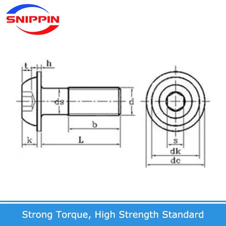 M2 M2.5 M3 M4 M5 M6 M8 M10 M12 ISO7380.2 304 Stainless Steel Hex Hexagon Socket Round Button Head With Washer Collar Screw Bolt