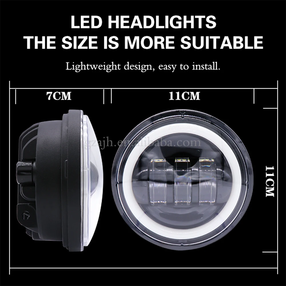 12V Motorcycle Auxiliary Light With White Halo Ring 4.5 Inch Projector Led Fog Light For Motorcycle