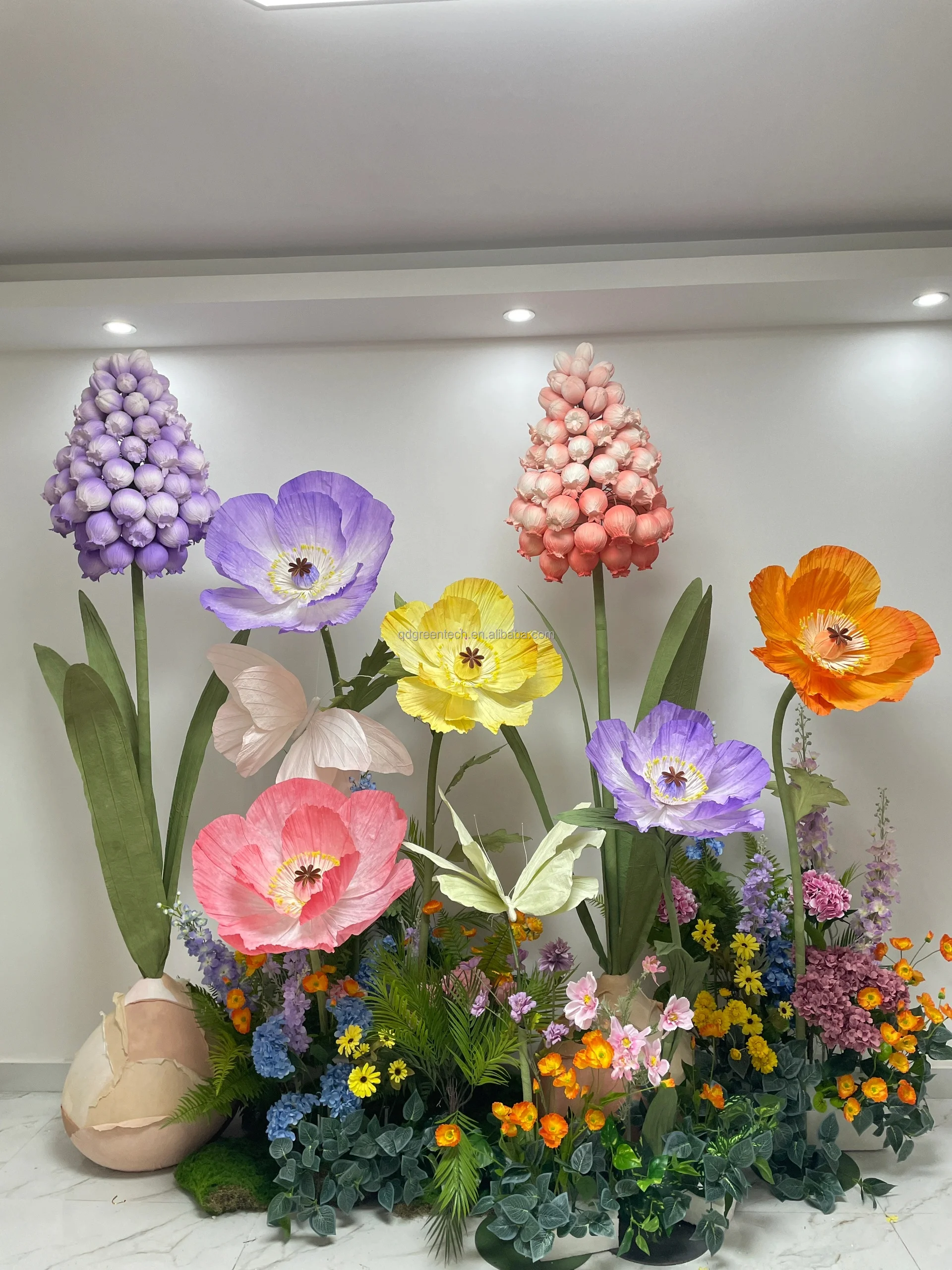J-420 Self standing Giant paper material  flower colorful  set for spring wedding event party table decoration